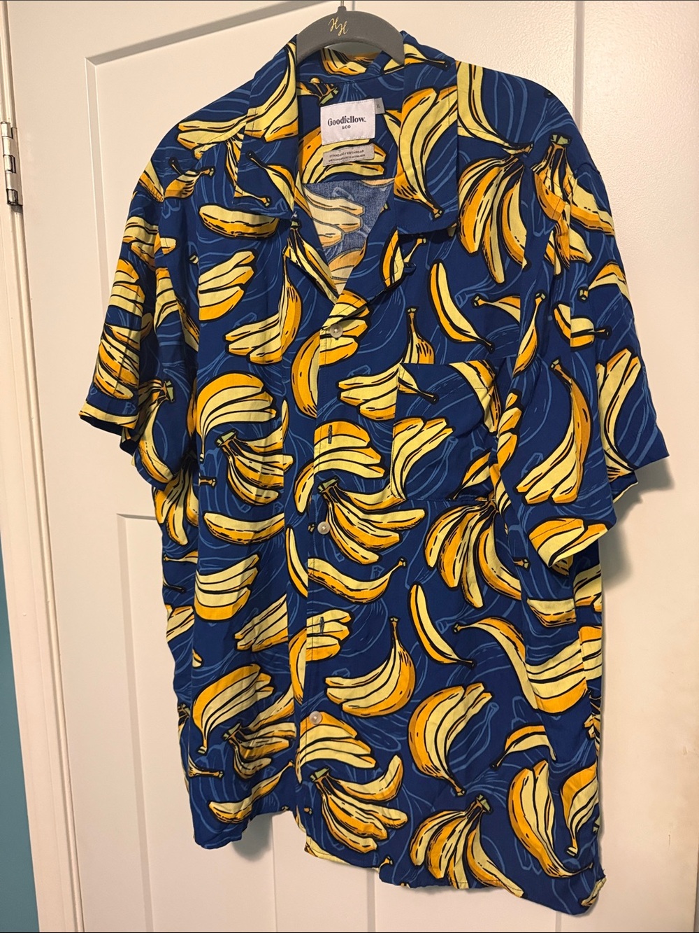 Goodfellow & Co Blue Short-Sleeve Banana Print Button Down Shirt
